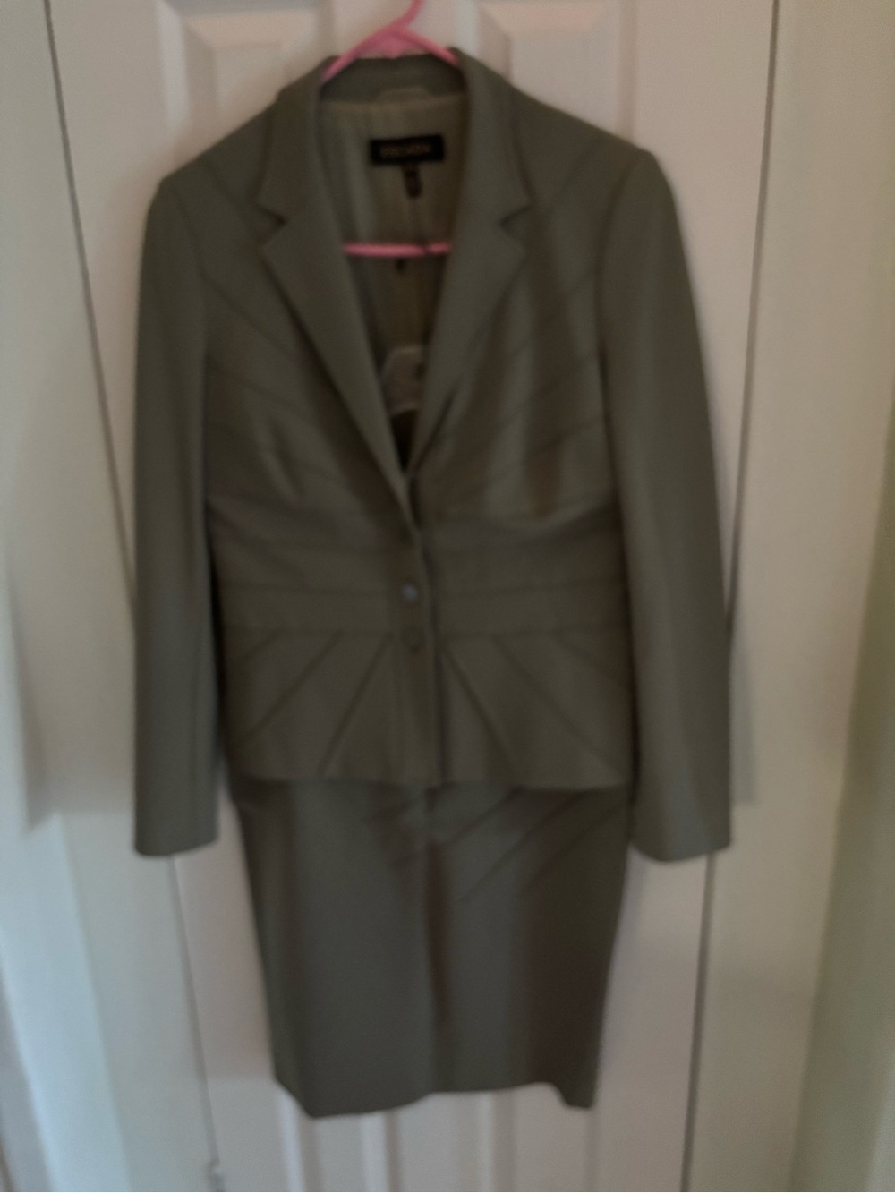 Escada Sage Green Tailored Blazer and Pencil Skirt Set